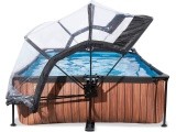 EXIT Wood pool 300x200x65cm with dome and filter pump - brown