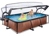 EXIT Wood pool 300x200x65cm with dome and filter pump - brown
