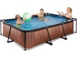 EXIT Wood pool 300x200x65cm with dome and filter pump - brown
