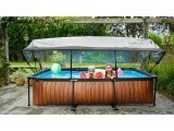EXIT Wood pool 300x200x65cm with dome and filter pump - brown