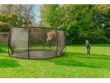 EXIT Dynamic ground level trampoline ø427cm with safety net - black
