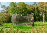 EXIT Dynamic ground level trampoline ø427cm with safety net - black