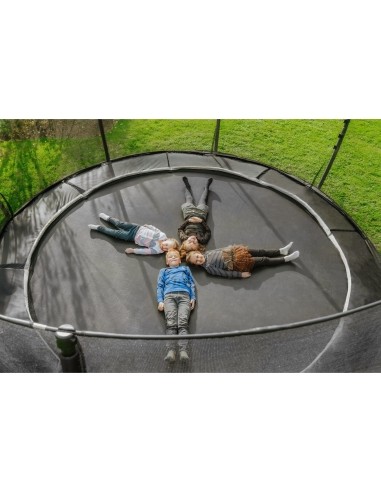 EXIT Dynamic ground level trampoline ø427cm with safety net - black