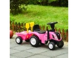 Riding tractor with trailer interactive steering wheel sounds for kids pink