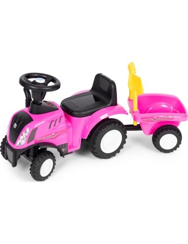 Riding tractor with trailer interactive steering wheel sounds for kids pink