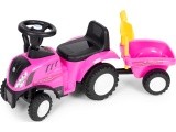 Riding tractor with trailer interactive steering wheel sounds for kids pink