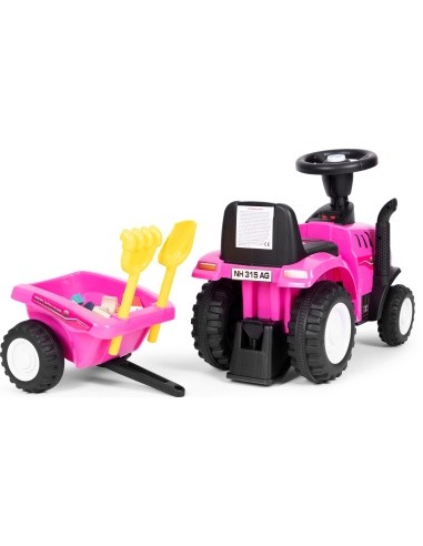 Riding tractor with trailer interactive steering wheel sounds for kids pink