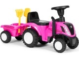 Riding tractor with trailer interactive steering wheel sounds for kids pink