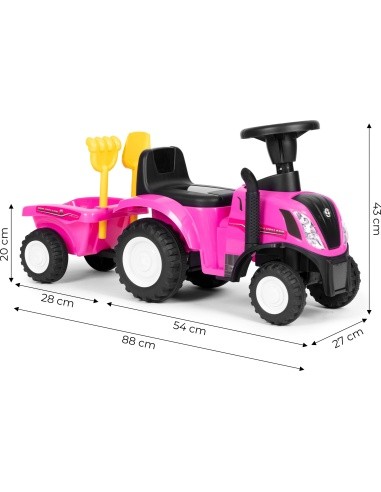 Riding tractor with trailer interactive steering wheel sounds for kids pink