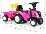 Riding tractor with trailer interactive steering wheel sounds for kids pink