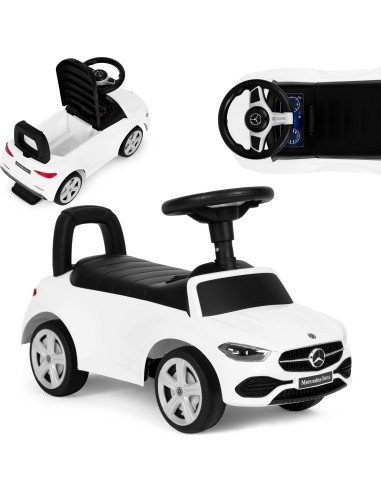 Elektromobilis Mercedes C CLASS, interaktyvus vairas, garsai, baltas