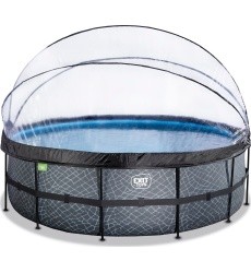 EXIT Stone pool ø450x122cm with dome and sand filter pump - grey