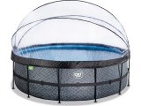 EXIT Stone pool ø450x122cm with dome and sand filter pump - grey