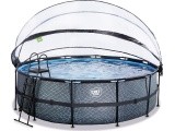 EXIT Stone pool ø450x122cm with dome and sand filter pump - grey