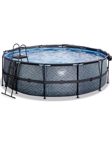 EXIT Stone pool ø450x122cm with dome and sand filter pump - grey
