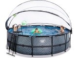 EXIT Stone pool ø450x122cm with dome and sand filter pump - grey