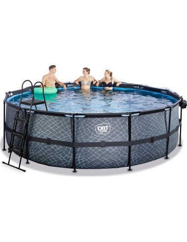 EXIT Stone pool ø450x122cm with dome and sand filter pump - grey