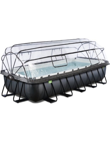 EXIT Black Leather baseinas 540x250x100 cm su smėlio filtro siurbliu ir kupolu – juodas