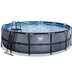 EXIT Stone pool ø488x122cm with filter pump - grey