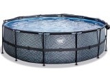 EXIT Stone pool ø488x122cm with filter pump - grey
