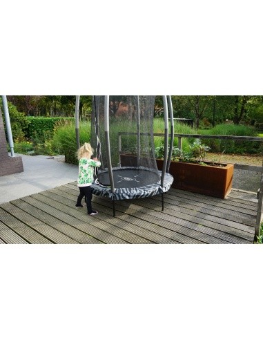 Batutas EXIT Tiggy Junior su apsauginiu tinklu ø140 cm, juodas/pilkas