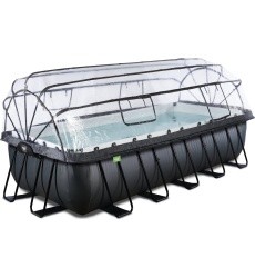 EXIT Black Leather baseinas 540x250x122cm su smėlio filtro siurbliu ir kupolu – juodas