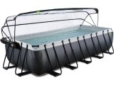 EXIT Black Leather baseinas 540x250x122cm su smėlio filtro siurbliu ir kupolu – juodas