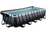 EXIT Black Leather baseinas 540x250x122cm su smėlio filtro siurbliu ir kupolu – juodas