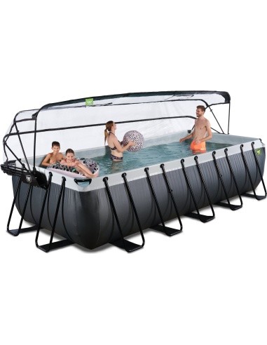 EXIT Black Leather pool 540x250x122cm with sand filter pump and dome - black