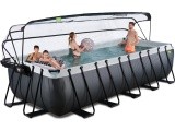 EXIT Black Leather pool 540x250x122cm with sand filter pump and dome - black