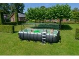 EXIT Black Leather pool 540x250x122cm with sand filter pump and dome - black