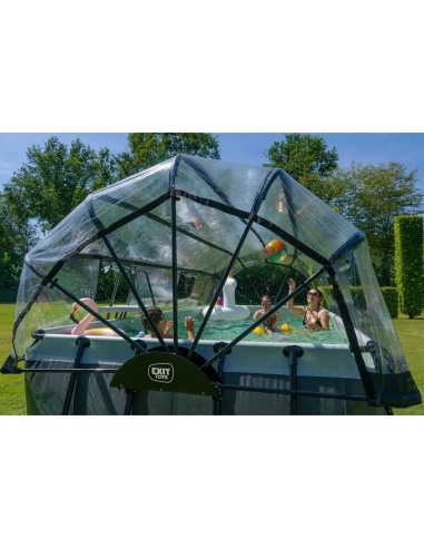 EXIT Black Leather pool 540x250x122cm with sand filter pump and dome - black