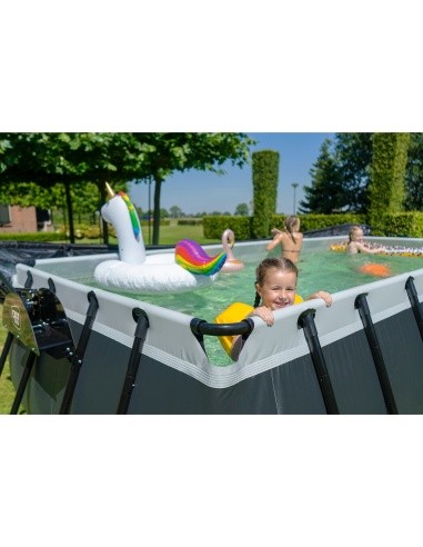 EXIT Black Leather pool 540x250x122cm with sand filter pump and dome - black