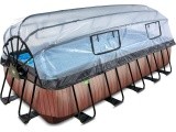 EXIT Wood pool 540x250x122cm with dome and sand filter pump - brown