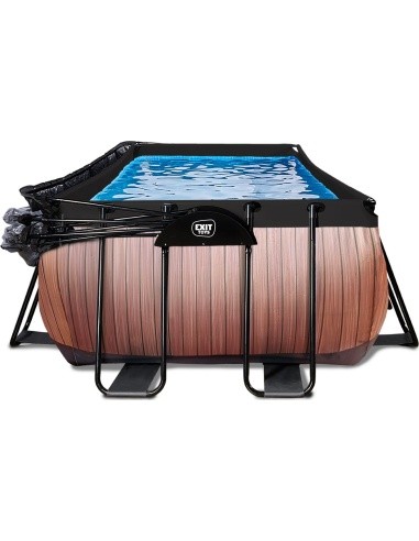 EXIT Wood pool 540x250x122cm with dome and sand filter pump - brown
