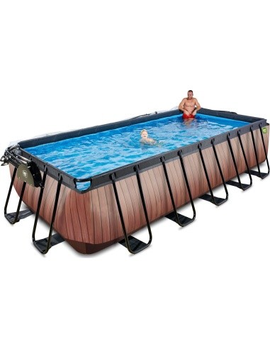EXIT Wood pool 540x250x122cm with dome and sand filter pump - brown