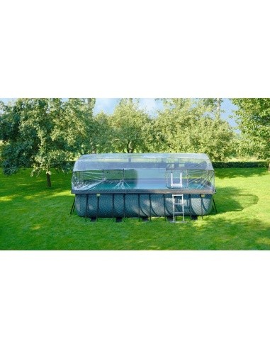 EXIT Wood pool 540x250x122cm with dome and sand filter pump - brown