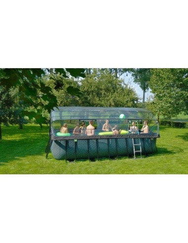 EXIT Wood pool 540x250x122cm with dome and sand filter pump - brown