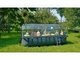 EXIT Wood pool 540x250x122cm with dome and sand filter pump - brown