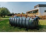 EXIT Wood pool 400x200x122cm with sand filter pump - brown