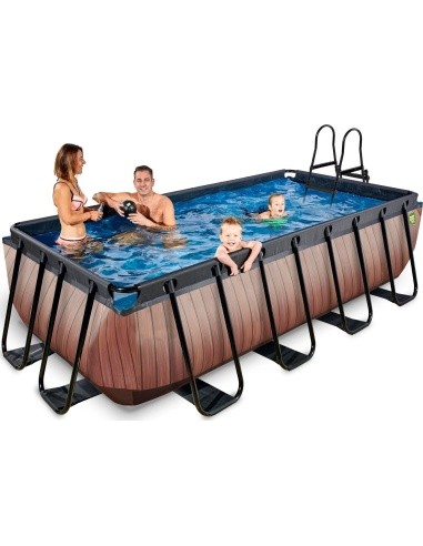 EXIT Wood pool 400x200x100cm with filter pump - brown