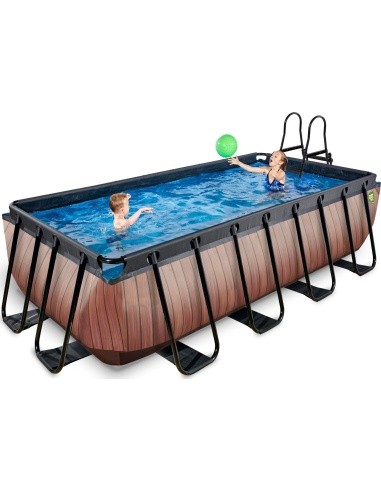EXIT Wood pool 400x200x100cm with filter pump - brown