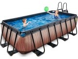 EXIT Wood pool 400x200x100cm with filter pump - brown