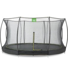 EXIT Silhouette ground trampoline ø427cm with safety net - black Outdoor Round Coil spring Sunken trampoline
