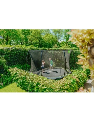 EXIT Silhouette ground trampoline ø427cm with safety net - black Outdoor Round Coil spring Sunken trampoline