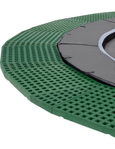 EXIT Dynamic ground level trampoline ø366cm with Freezone safety tiles - black
