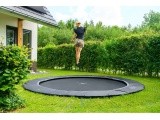 EXIT Dynamic ground level trampoline ø366cm with Freezone safety tiles - black