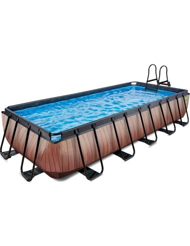 EXIT medinis baseinas 540x250 cm su smėlio filtro siurbliu – rudas