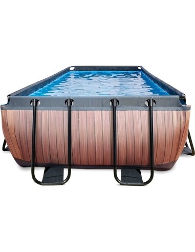 EXIT Wood pool 540x250 cm with sand filter pump - brown Framed pool Rectangular 12600 L
