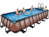 EXIT Wood pool 540x250 cm with sand filter pump - brown Framed pool Rectangular 12600 L